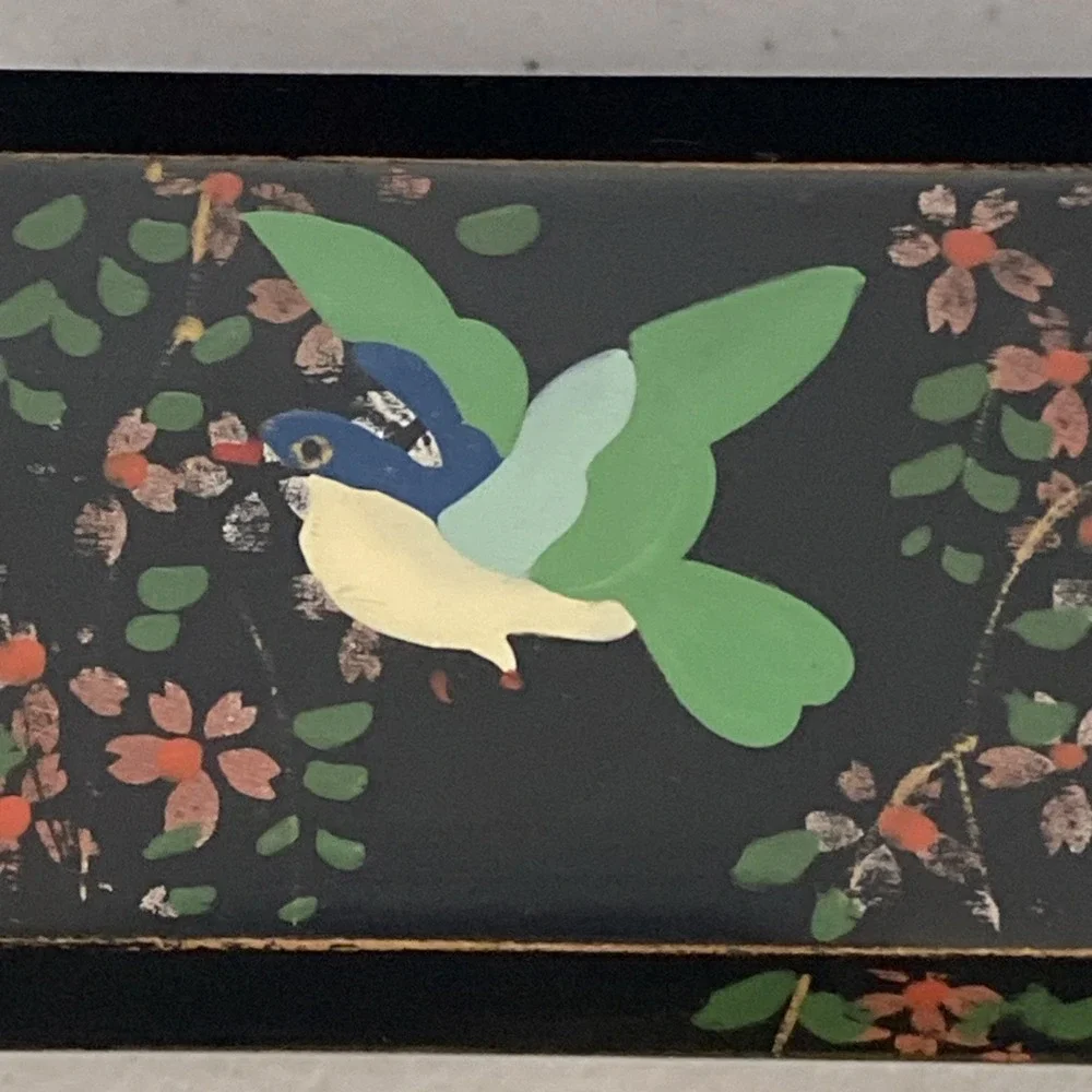 VTG Handmade Lacquerware Box Trading Card Note Holder Made In Occupied Japan 4